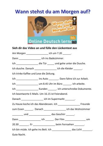 Trennbare Verben - Wann stehst du am Morgen auf?