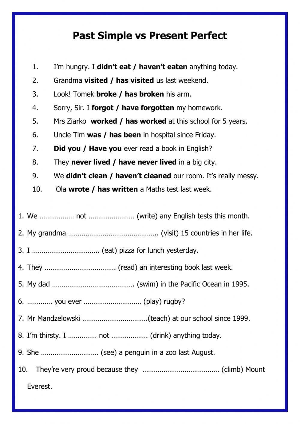 Past Simple vs Present Perfect Past Simple vs Present Perfect