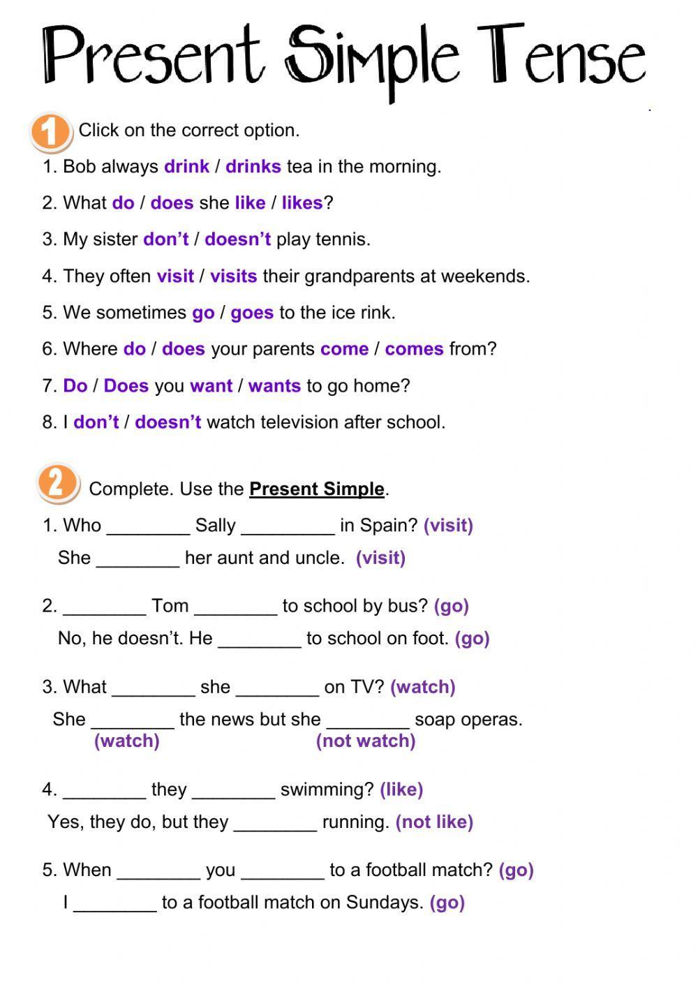 Present Simple Tense Present Simple Tense