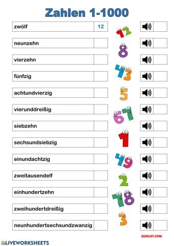 Zahlen 1-1000